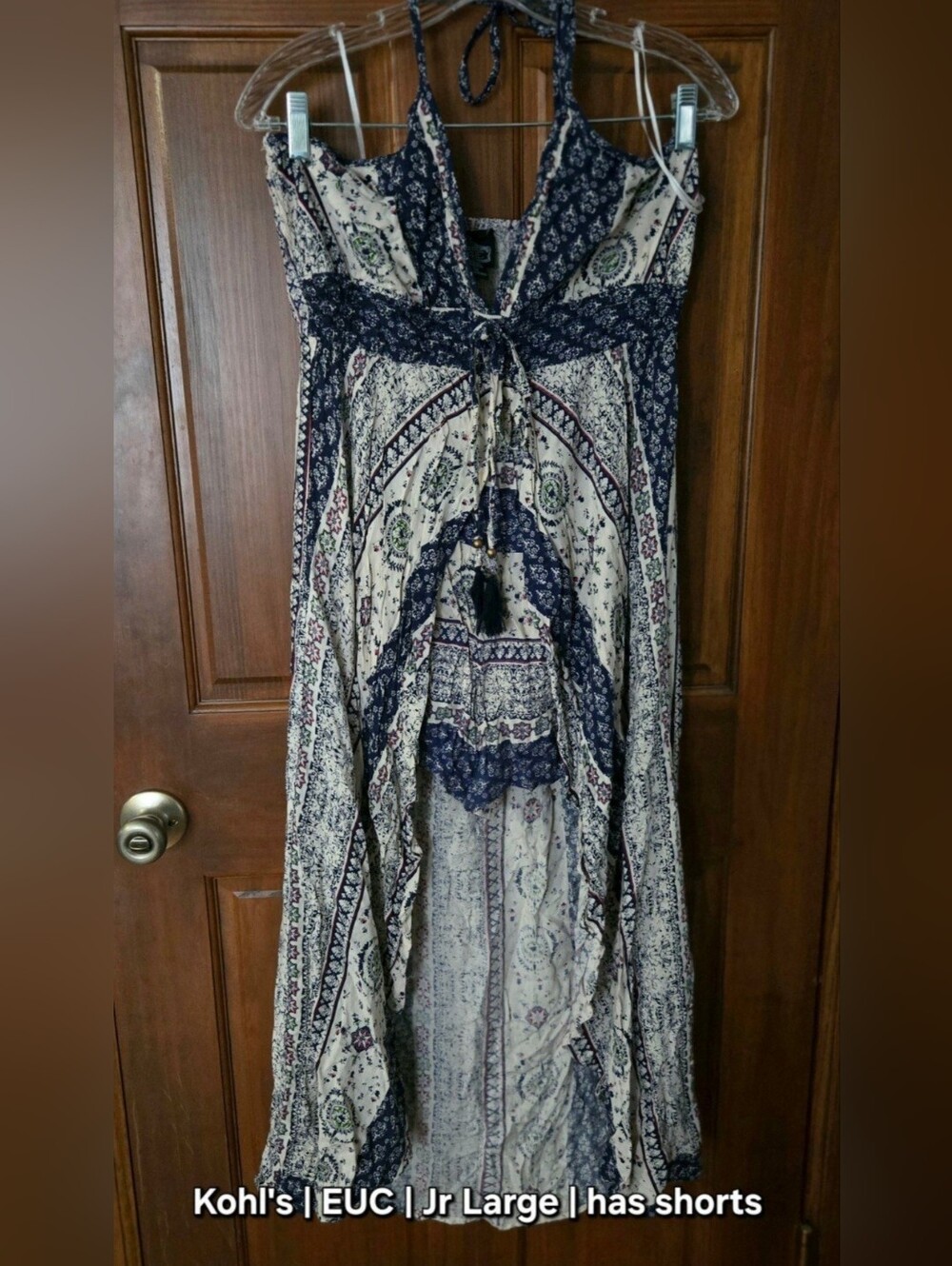 EUC Boho Maxi Halter Dress w/Shorts